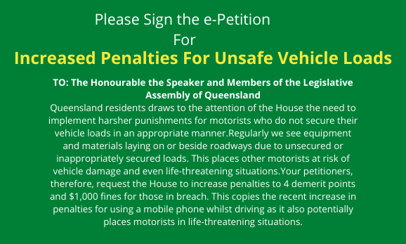 E-Petition: Increased penalties for unsafe vehicle loads